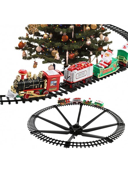 Qepakui Eisenbahn-Set – Weihnachtseisenbahn-Set für Rund um und unter dem Baum elektrisches Eisenbahn-Set mit Licht und Sound batteriebetriebenes Eisenbahn-Spielzeug mit Lokomotiven Auto-Schienen - B0BLNXKC5D