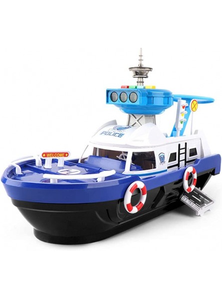 QHYZRV Großes Trägheitsspeicherboot mit Licht und Musik Trägheitsboot Polizeiboot Modellboot mit hoher Simulation 4 Schiebelegierungsauto Spielzeugboot Junge Mädchen Kind Erwachsene Geschenkboot - B097DPQ2HD