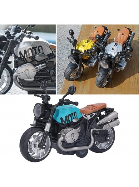 Dilwe 1:12 Pull Back Motorrad Spielzeug 3 Farben Cooles Retro Motorrad Spielzeug mit Beleuchtung für Jungen Blau Schwarz - B0BK4P27F5