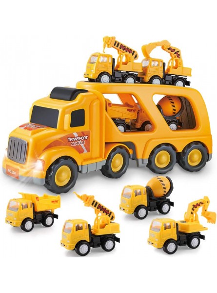 BAU LKW Spielzeug für Jungen und Mädchen Autos Spielzeug Spielfahrzeuge mit Ton und Licht Engineering Spielset Geschenkset von kleinen Kran Mixer Dump Bagger Spielzeug - B09FLP1CX7