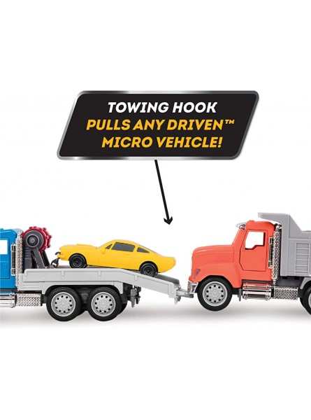 Driven Micro 2er Set Abschleppwagen und Rennauto 20 cm mit Lichtern und Tönen – Spielzeugauto LKW mit Funktionen – Spielzeug ab 3 Jahren - B01N4B3R8Y