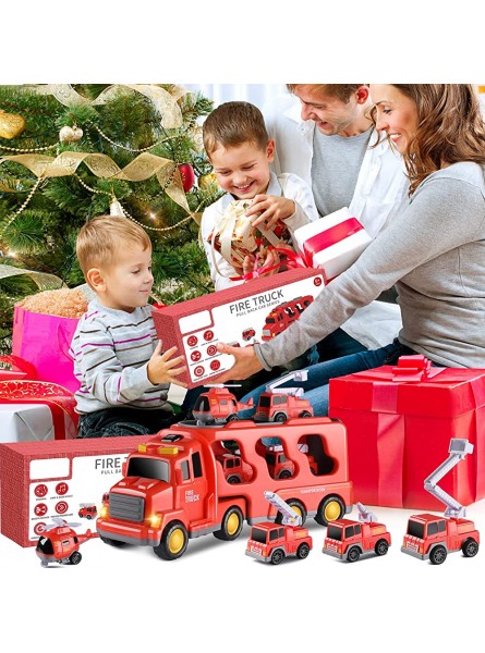 EPPO 5 in 1-Kleinkind-Feuerwehrautos-Spielzeug Kleinkind-LKW-Spielzeug für 3 4 5 6 jährige Jungen Transporter-LKW-Spielzeug für Kinder 3-5 Weihnachtsgeburtstagsgeschenke für Jungen-Mädchen - B0B7BCHB6S