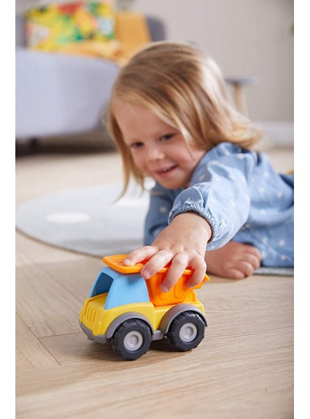 HABA 305180 Spielzeugauto Muldenkipper Baustellenfahrzeug für Kinder ab 2 Jahren für drinnen und draußen Lastwagen 13 cm mit Mulde zum Transportieren und Abladen,Blau - B085RQTB9D