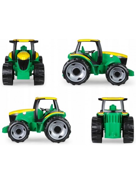 Lena 02122EC x Giga Trucks Traktor mit Anhänger Traktor Grün und Gelb Anhänger modernes Baufahrzeug im Schaukasten 90 cm großes Fahrzeug zum Spielen auf der Baustelle für Kinder ab 3 Jahren - B0BFB7J2KT