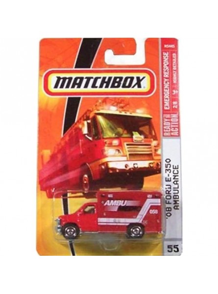 AMBULANCE Matchbox 2009 '08 Ford E-350 Ambulance # 55 Emergency Response 1:64 Scale Collectible Die Cast Car by Matchbox - B002L9YC02