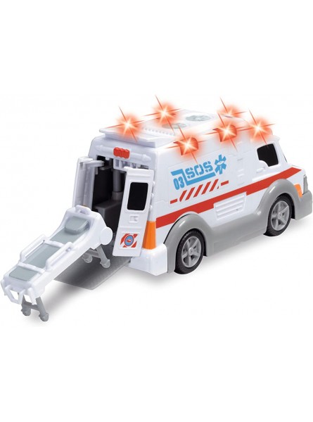 DICKIE 203302004 Toys Krankenwagen Rettungswagen Spielzeugauto mit Trage Heckklappe zum Öffnen Licht & Sound inkl. Batterien 15 cm ab 3 Jahren Weiß - B01CKAL3ZI