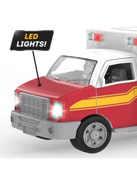 Driven Micro Krankenwagen 23 cm mit Lichtern und Tönen – Spielzeugauto mit Sirenen Geräusch Funktionen und Krankentrage – Spielzeug ab 3 Jahren - B0881GKPHR