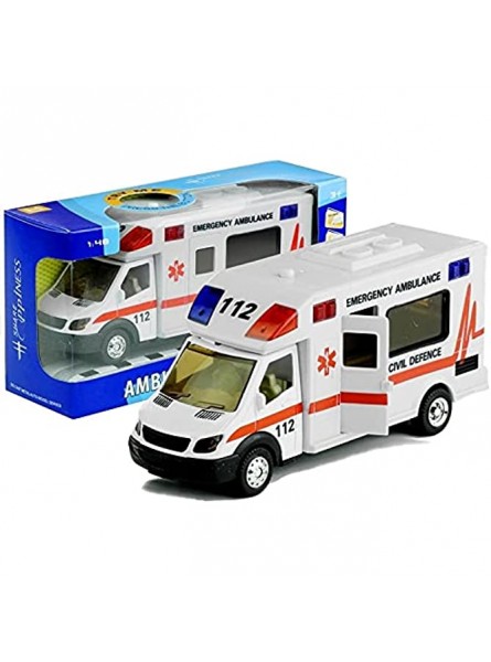 Lean Toys Krankenwagen 1:48 Sound&Licht Fahrzeug Rettungswagen Auto - B091L77P49