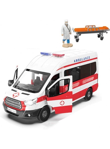 Reibungsfahrzeuge Simulation Krankenwagen Spielzeug 1:32 Legierung Sound und Licht können die Tür mit Doktor Trage öffnen Pädagogisches Spielzeugauto Kind zurückziehen Funktion Metallsturzfest Spielz - B09127V9BD