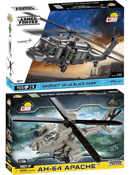 BRICKCOMPLETE COBI 2er Set: 5817 Sikorsky Black Hawk & 5808 AH-64 Apache - B09Y24S9JB