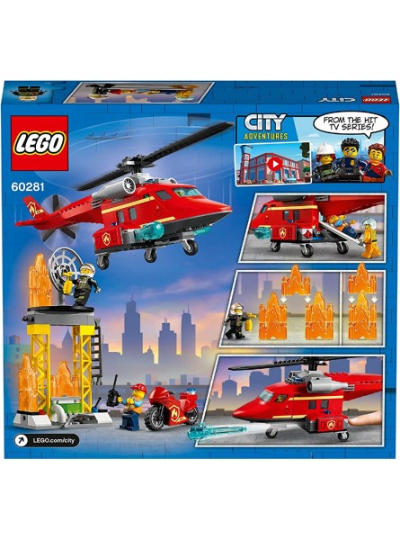 LEGO 60281 City Feuerwehrhubschrauber Hubschrauber Spielzeug mit Motorrad Feuerwehrmann und Pilotin als Minifiguren für Kinder ab 5 Jahre - B08G4D3P1T