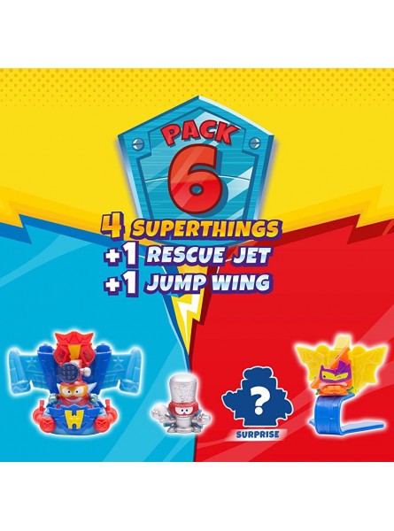 SUPERTHINGS Serie Rescue Force Pack 1 von 6. Dieses Pack enthält 4 SuperThings Sammelfiguren 1 Kapitän Silber Überraschung und EIN SuperThing mit Chrom-Effekt + 1 Rescue Jet und 1 Jump Wing. - B09RN7Q7DM