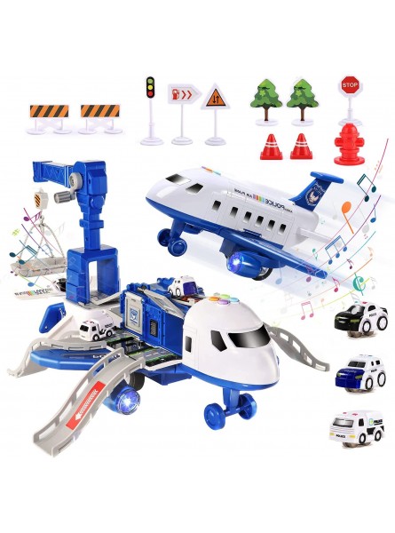 Transport Flugzeug Spielzeug Flugzeug Fahrzeug Spielzeug Set Mit 4 Stück Autos 9 Verkehrszeichen Set Fahrzeuge Spielzeug Set Kleinkind Spielzeug Geschenke - B09FT7PHWC