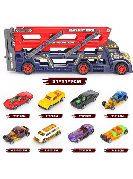 Aoskie Kinder Autotransporter Spielzeug mit Mini Autos Straßenschilder LKW Spielzeug Geschenke ab 3 Jahr Jungen - B09HGVTHY9