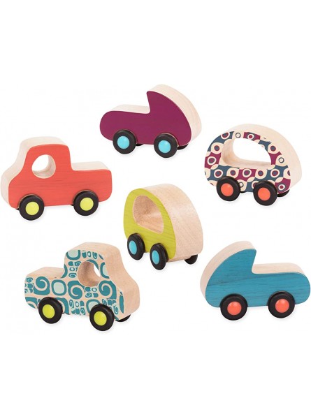 B. toys Holzspielzeug 6 Spielzeugautos für Babys und Kinder – Bunte Holzautos mit Rädern – Babyspielzeug für Mädchen und Jungen ab 1 Jahr - B088LTDW45