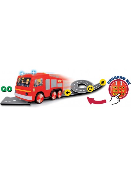 Dickie Toys Feuerwehrmann Sam Super Tech Jupiter Spielzeugauto mit Batteriebetrieb programmierbare Fahrt- und Aktionsfunktionen Licht & Sound 28 cm - B073F295V5