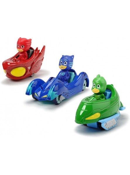 Dickie Toys PJ Masks 3-Pack Set Cars Auto Geschenkset bestehend aus: Cat-Car Owl-Glider und Gekko-Mobil 7 cm ab 3 Jahren - B077XFP5HH
