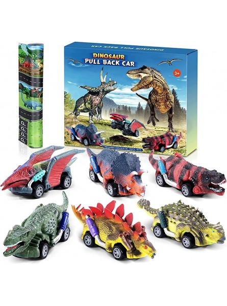 Jojoin Auto Dinosaurier Spielzeug 6Pcs Dino Autos mit Spielmatte | Spielzeugautos Geschenke für Kinder Spielzeug ab 3 4 5 6 Jahre Jungen Mädchen - B09SHQJ8RM
