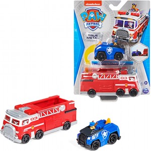PAW PATROL True Metal Team Fahrzeuge 2er Set mit Feuerwehrwagen und Chase im Polizeiauto Maßstab 1:55 Spielzeug für Kinder ab 3 Jahren - B099V6YGRS