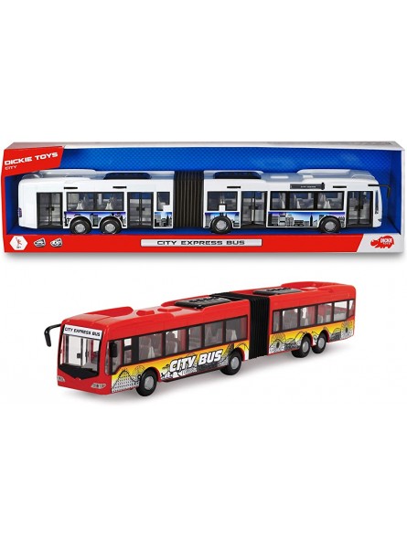 Dickie Toys City Express Bus Gelenkbus Spielzeugbus Spielzeugauto Türen zum Öffnen 2 verschiedene Ausführungen zufällige Auswahl: rot oder weiß 46 cm Sortiert - B01CKALKM4