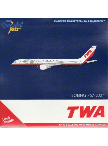 GJTWA1982 Boeing 757-200 Trans World Airlines TWA Final Livery N725TW Scale 1 400 - B097H76R7Q