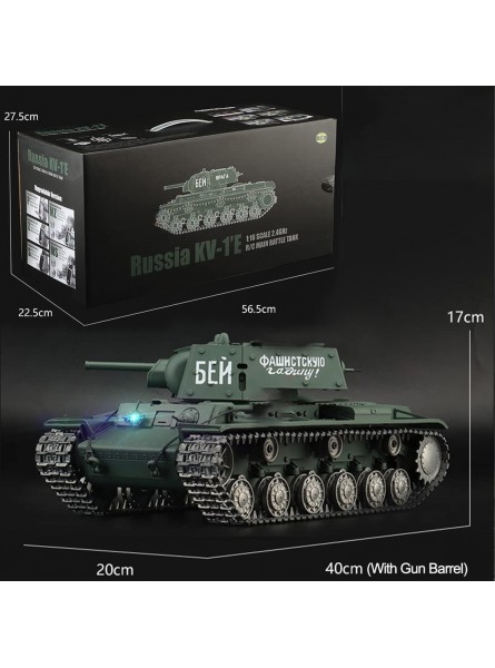 B.I.G RC Panzer 1 16 Soviet KV-1 Schwerer Panzer WW2 Militär Battle Tank mit Schussfunktion Infrarot Rauch Sound Lichteffekt Ferngesteuertes Modell P Version - B0B24TW9TV