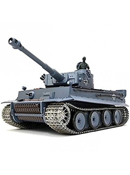 BIG RC Panzer German Tiger I Heng Long 1:16 Grau Rauch&Sound und 2,4Ghz Fernsteuerung Pro Modell - B077S5QF6H