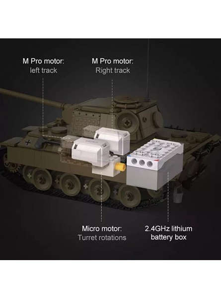 CELMAN Technik Militär RC Panzer „Panther” CADA Master C61073W Fernbedienung Modell mit Power Funcions 2,4Ghz 907 Teile Klemmbausteine Bauset wiederaufladbarem Akku - B0BLNXKM5B