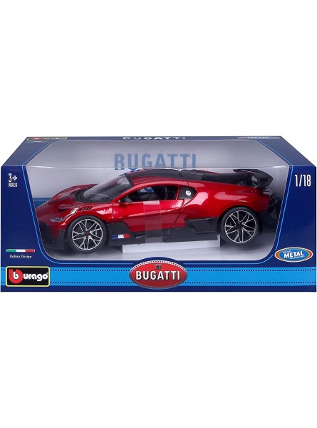 Bburago Bugatti Divo: Modellauto im Maßstab 1:18 Türen und Motorhaube zum Öffnen 25 cm rot 18-11045R - B08VDTGKW3
