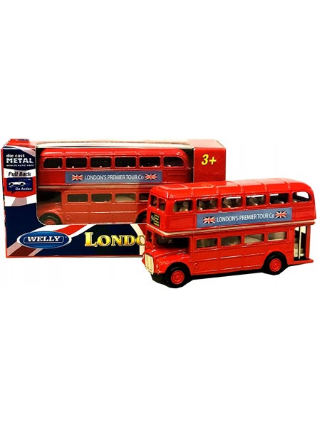 London Double Decker Red Bus Mini Model met Pull Back & Go-actie gemaakt van gegoten metaal en kunststof onderdelen - B019P9LADW