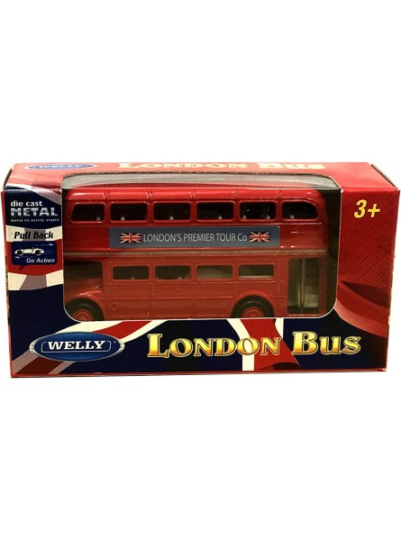 London Double Decker Red Bus Mini Model met Pull Back & Go-actie gemaakt van gegoten metaal en kunststof onderdelen - B019P9LADW
