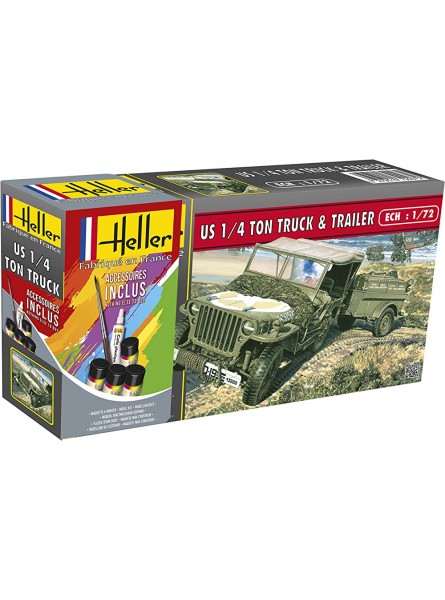 Heller 56997 US 1 4 Ton Truck Trailer Modellbausatz grau - B07DW63775