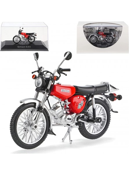 Ixo Simson S 51 Kirsch Rot 1980-1990 DDR Mokick Moped 1 24 Atlas Modell Motorrad mit individiuellem Wunschkennzeichen - B0B7XVM8G3