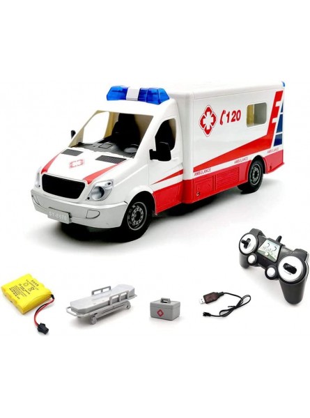 DFERGX RC Krankenwagen Großes ferngesteuertes ferngesteuertes Rettungsfahrzeug 1:20 Notfallrettung Ferngesteuerter Krankenwagen Spielzeug mit Licht und Ton für Jungen Batterie*3 - B09SV5NMZ4