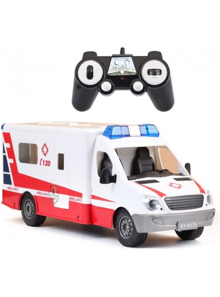 HKX Fernbedienung Stadt Krankenwagen Doppel Krankenhaus Rettung e Modelle Legierung Konstruktion für Feuer Kinderspielzeug Geschenk mit Sound L Urlaub Geburtstagsgeschenk - B096P7S3GD