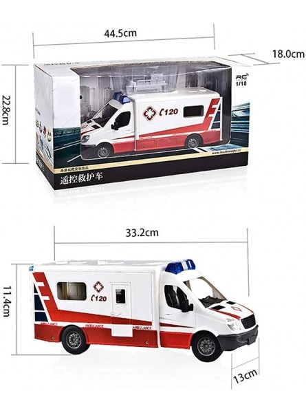 HKX RC Auto Modell 1:18 Maßstab 2,4 GHz Hochsimulation Krankenwagen Fernbedienung mit Sound und Licht für Jungen Mädchen Kind Geschenk Urlaub Geburtstagsgeschenk - B096P8SHL6