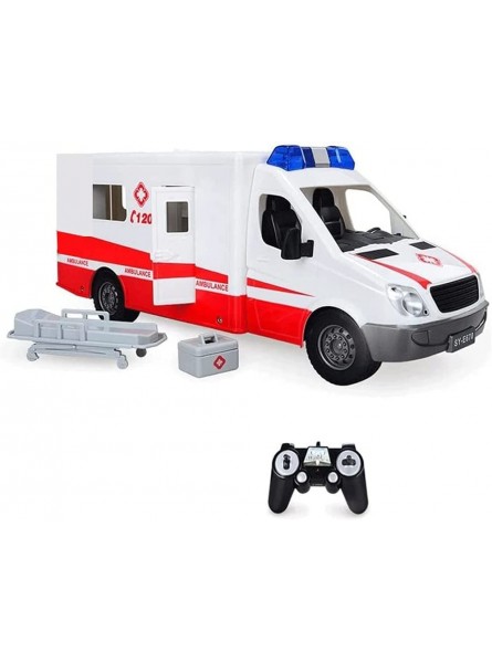 UJIKHSD RC Krankenwagen Spielzeug Rettungs Krankenwagen Reibungsbetriebenes Wiederaufladbares Spielzeugauto Im Maßstab 1:18 Rot Fernbedienung Simulation Notfallfahrzeuge Spielset Modell Spielzeug - B09L6HXN8M