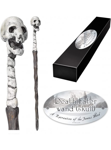 The Noble Collection Death Eater Skull Character Wand 14in 35cm Wizarding World Wand with Name Tag Harry Potter Film Set Movie Props Wands - B004IZVIEK