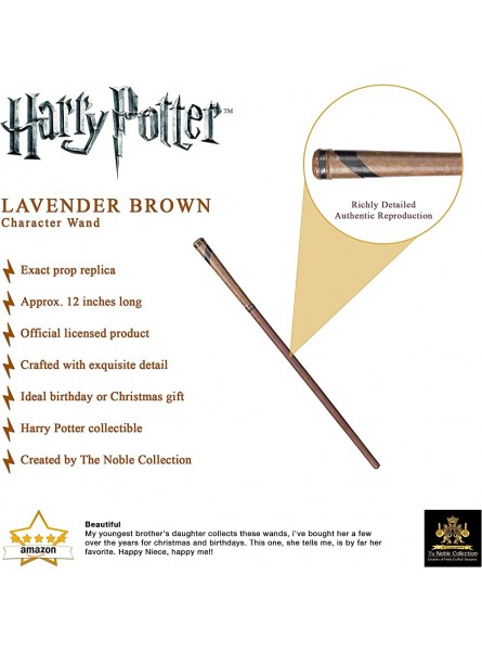 The Noble Collection Lavender Brown Character Wand 15in 38cm Wizarding World Wand with Name Tag Harry Potter Film Set Movie Props Wands - B004FRBU44