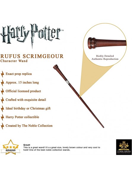 The Noble Collection Rufus Scrimgeour Character Wand 15in 38cm Wizarding World Wand with Name Tag Harry Potter Film Set Movie Props Wands - B004CYMVB6