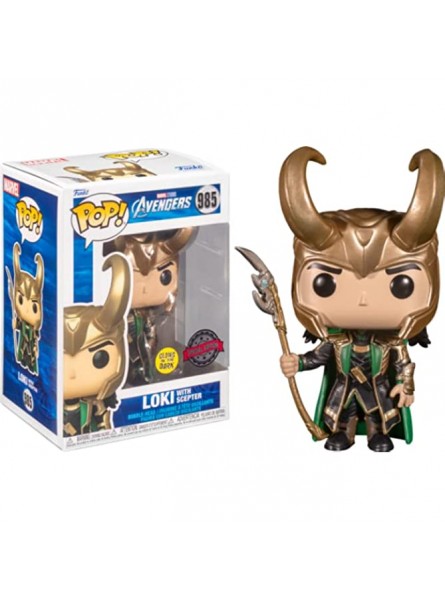 Funko Pop! Avengers Loki with Scepter Glows in The Dark Special Edition 985 - B09SY7BN3W