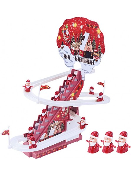 FXFOOT Santa Claus Electric Track Slide Toys 2023 Neue Musik beleuchtete Santa Claus Track Slide Toys Electric Santa Claus Climbing Sliding Toy for Kinder Color : Battery Size : 3 S - B0BLN7N83H