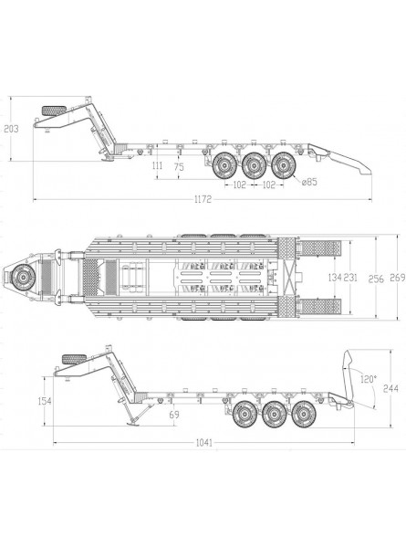 deguojilvxingshe HG P806 Maßstab 1:12 US M747 Schwermaschinen-Sattelauflieger für HG P802 Militär-LKW Last 40 kg KIT-Version - B08TBYYR3D