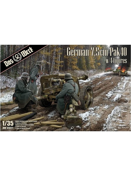 Das Werk DW35027 German 7,5cm Pak40 mit 4 Figuren Maßstab 1:35 Modellbau USCDW35027 - B09VSWYNQX