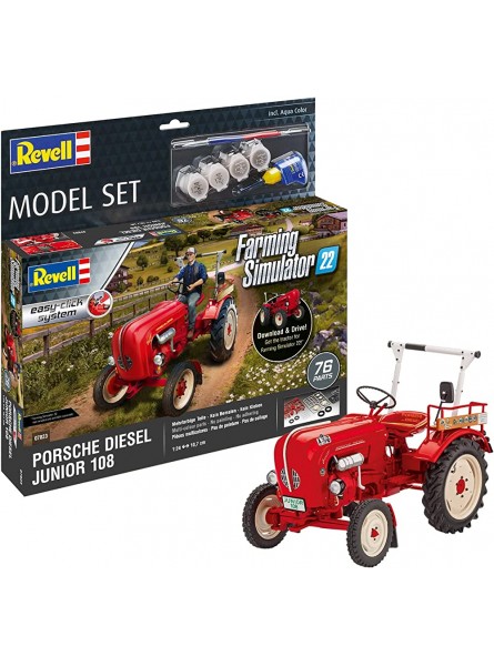 Revell Model Set Traktor Porsche Junior 108 67823 I Modell für Kinder & Erwachsene I Modellbausatz zum Basteln I Geschenke zu Weihnachten I Ab 10 Jahren - B0941B9QBR