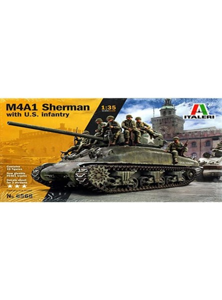 ITALERI 6568S 1:35 M4A1 Sherman with U.S. Infantry Modellbau Bausatz Standmodellbau Basteln Hobby Kleben Plastikbausatz - B07TXTX2L1