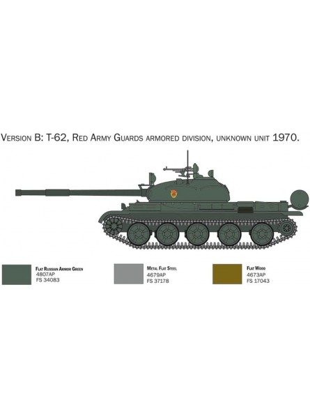 Italeri 7006 7006S 1:72 Rus. T-62 Kampfpanzer-originalgetreue Nachbildung Modellbau Plastik Bausatz Basteln Hobby Kleben Modellbausatz Zusammenbauen unlackiert Mehrfarbig 1.57x10.24x6.5 - B0006JAA1O
