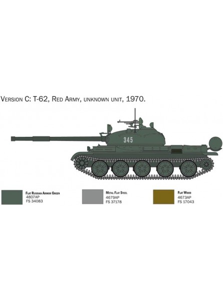 Italeri 7006 7006S 1:72 Rus. T-62 Kampfpanzer-originalgetreue Nachbildung Modellbau Plastik Bausatz Basteln Hobby Kleben Modellbausatz Zusammenbauen unlackiert Mehrfarbig 1.57x10.24x6.5 - B0006JAA1O