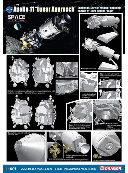 Dragon 500711001 Apollo 11 Lunar Approach CSM Columb Weltraumkapsel 1:72 - B0053E6CYG