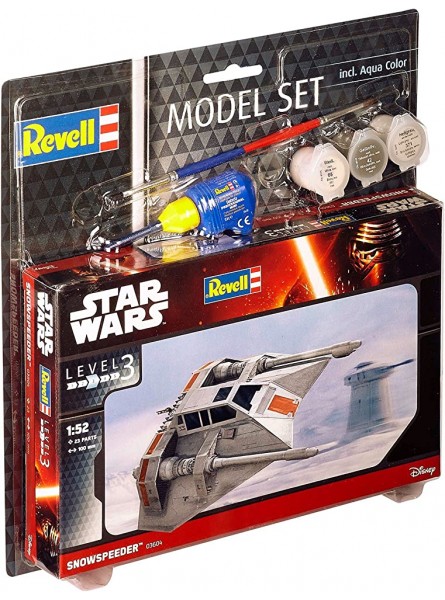 Revell Modellbausatz Star Wars Snowspeeder im Maßstab 1:52 Level 3 originalgetreue Nachbildung mit vielen Details Model Set mit Basiszubehör einfaches Kleben und Bemalen 63604 - B0116M22WE